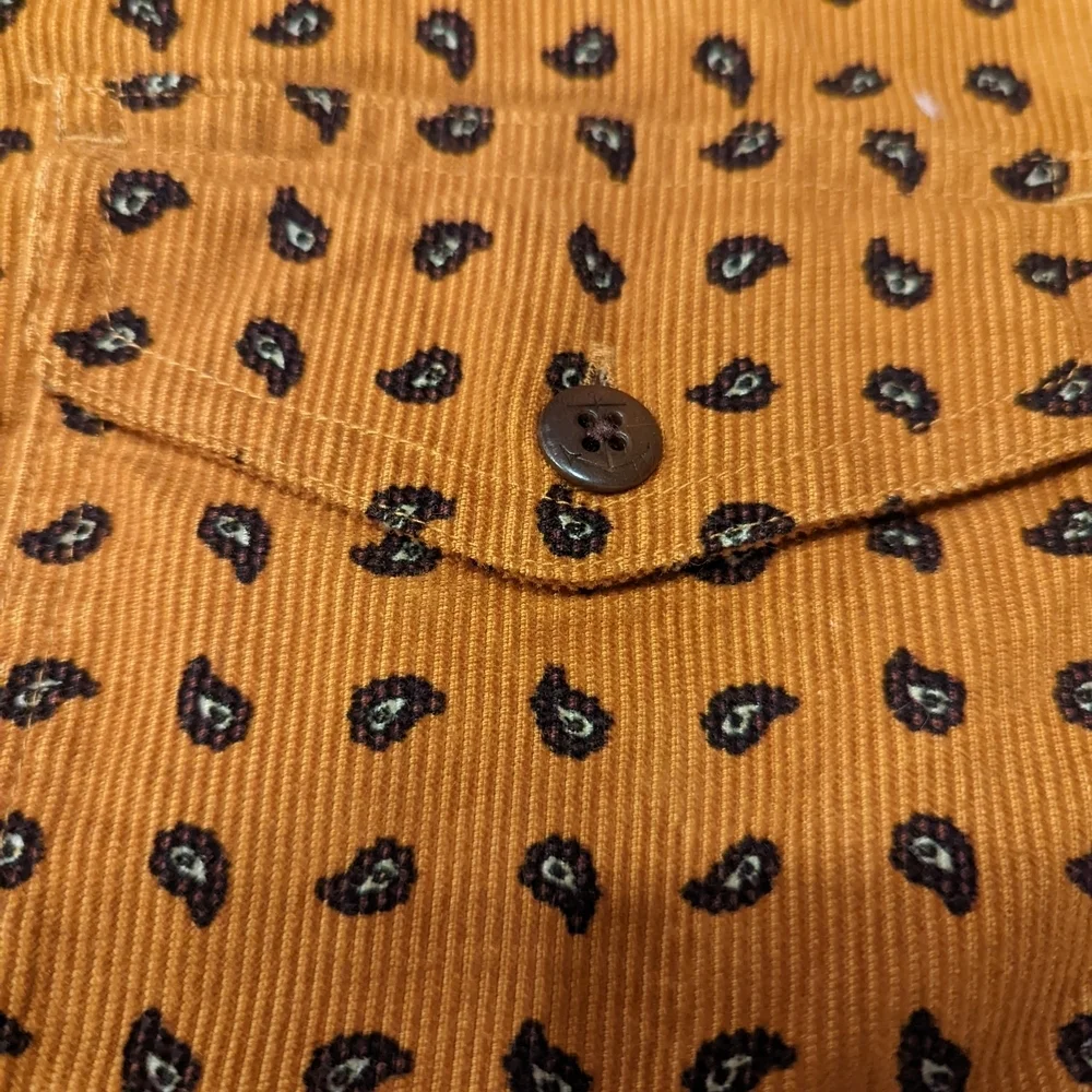 Golden Orange Paisley Corduroy Button-Up Shirt (tall)